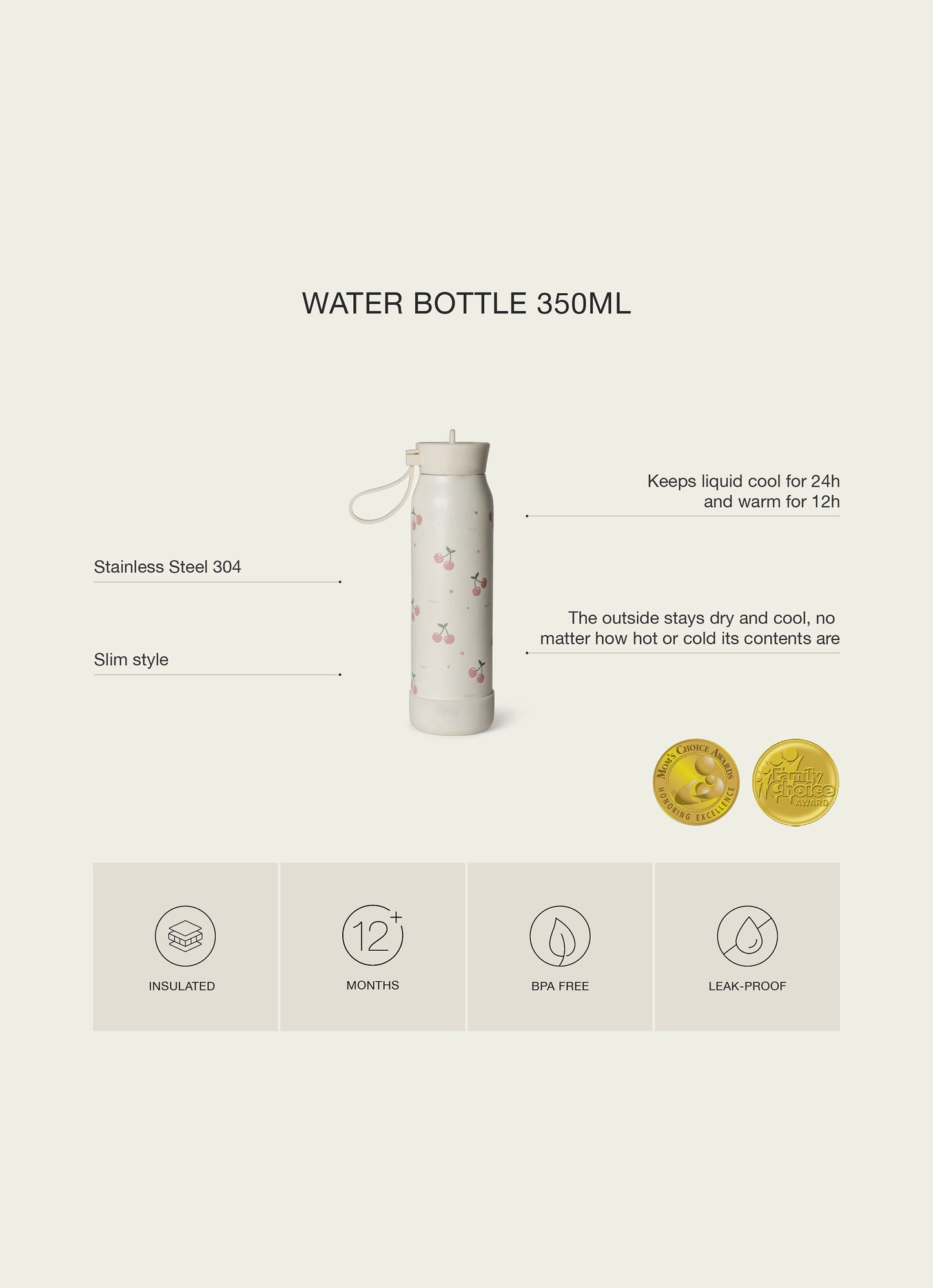 350ml Insulated Water Bottle - Stormy Unicorn