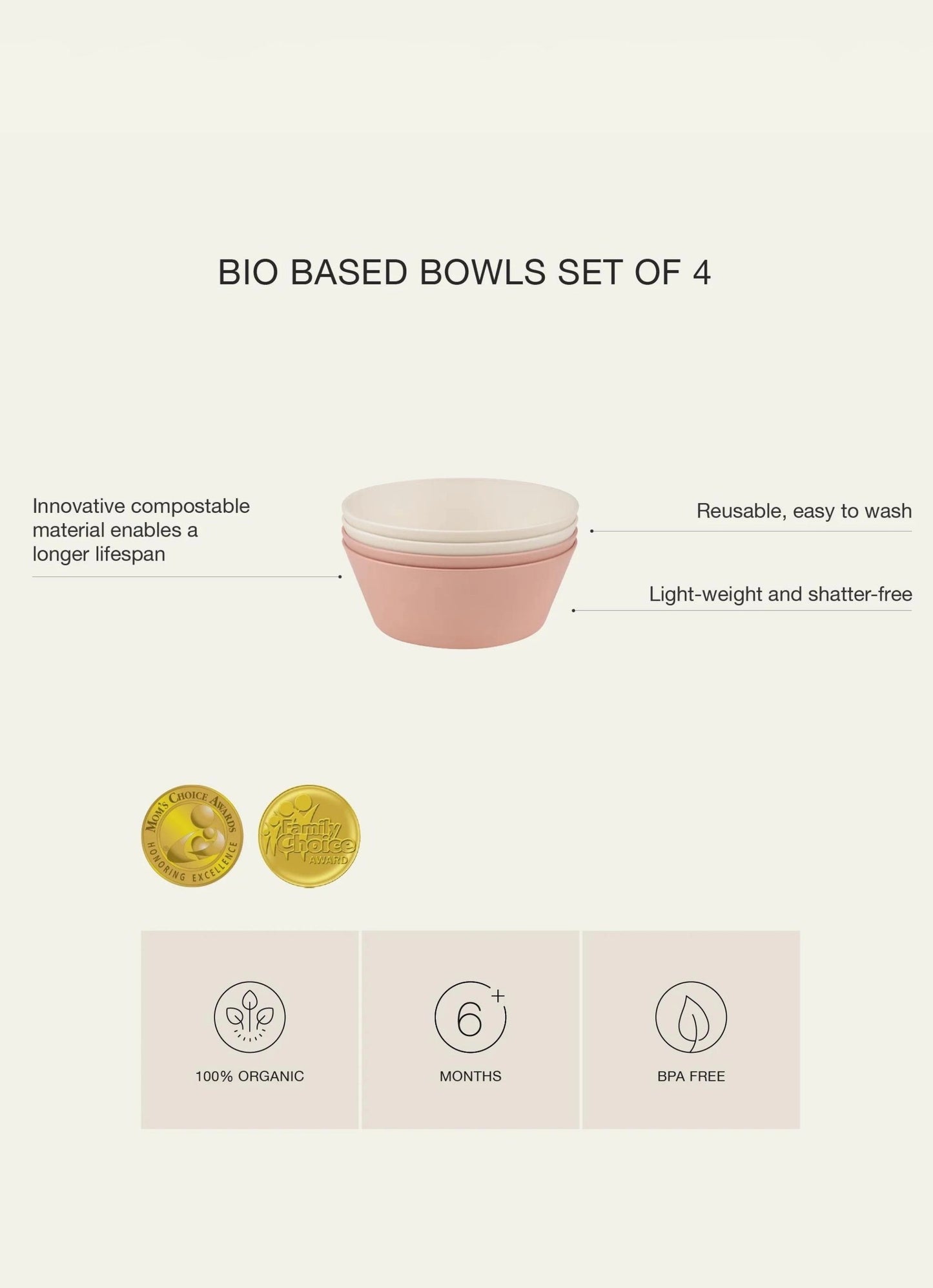 Eco Bowls Set of 4 - Green/ Cream