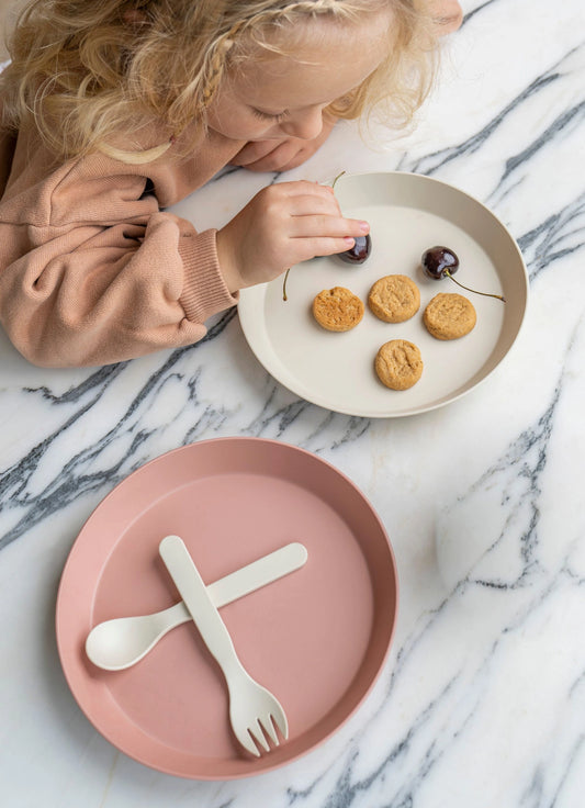 Eco Plates Set of 4 - Pink/Cream