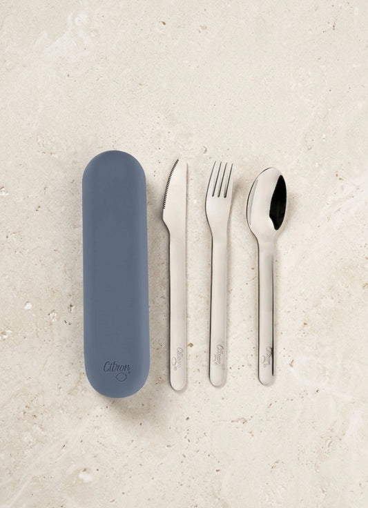 Cutlery Set with Silicon Case - Dark Blue