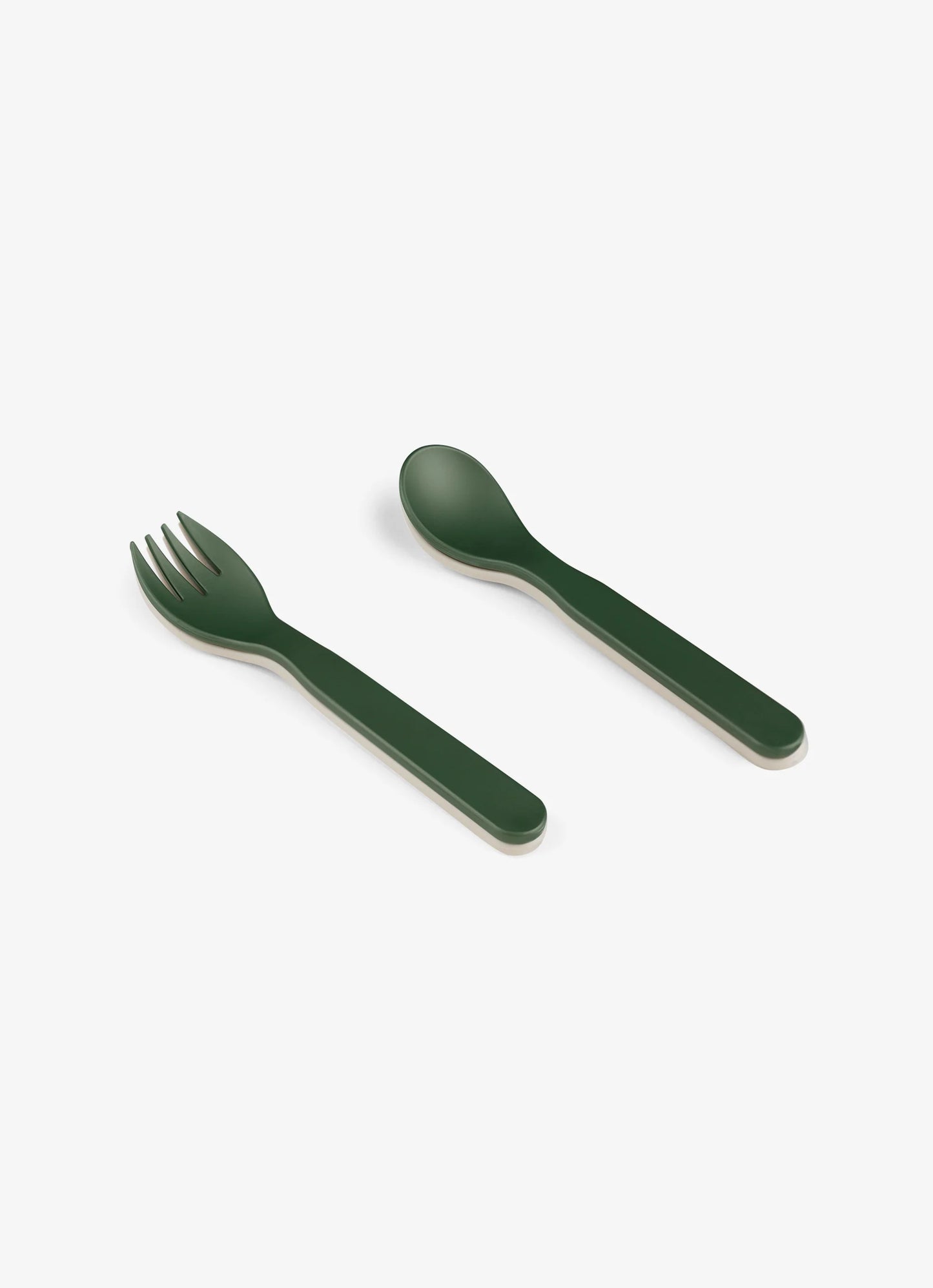 Eco Cutlery Set + Case in Green/ Cream