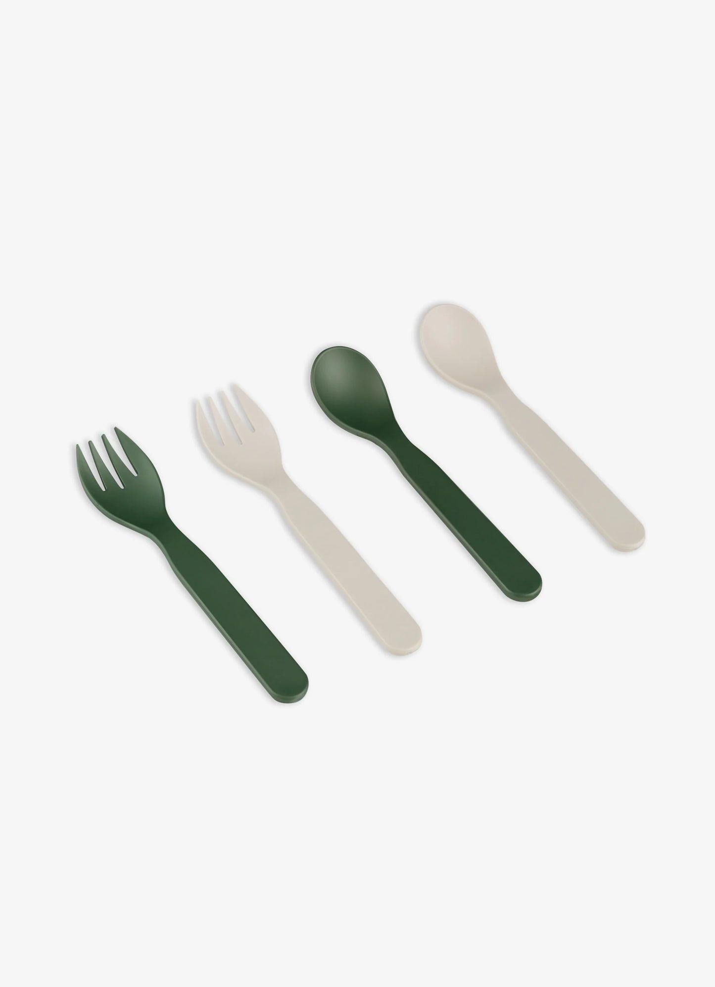 Eco Cutlery Set + Case in Green/ Cream