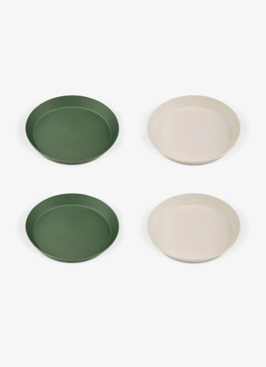 Eco Plates Set of 4 - Green/Cream