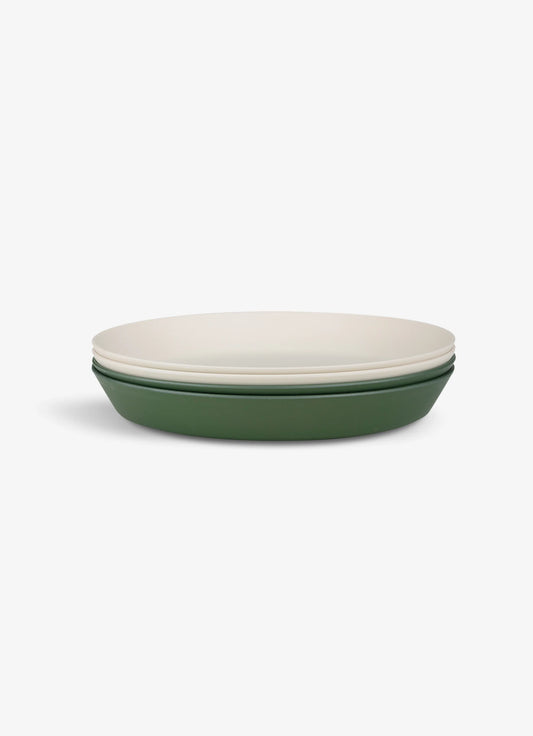 Eco Plates Set of 4 - Green/Cream