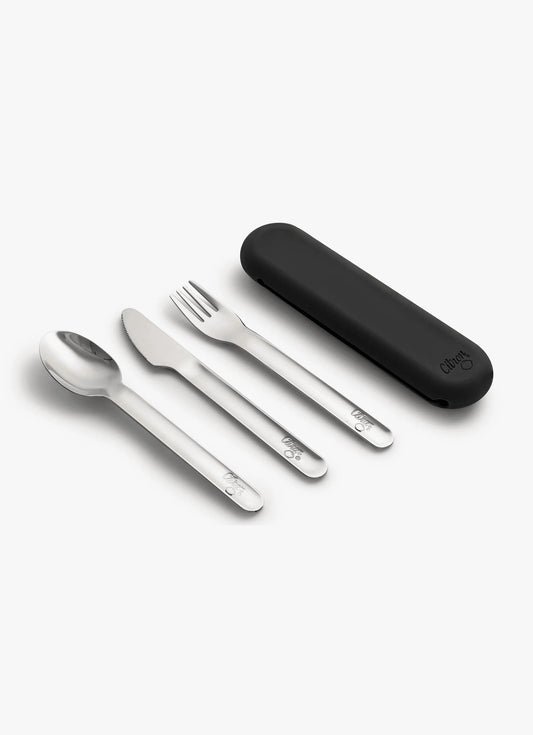 Cutlery Set with Silicon Case - Black