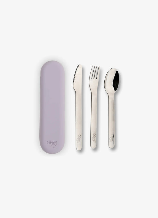 Cutlery Set with Silicon Case - Purple