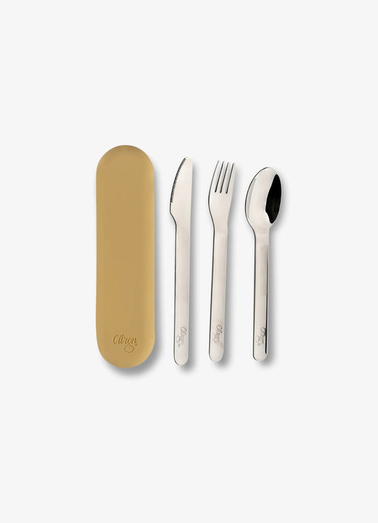 Cutlery Set with Silicon Case - Yellow