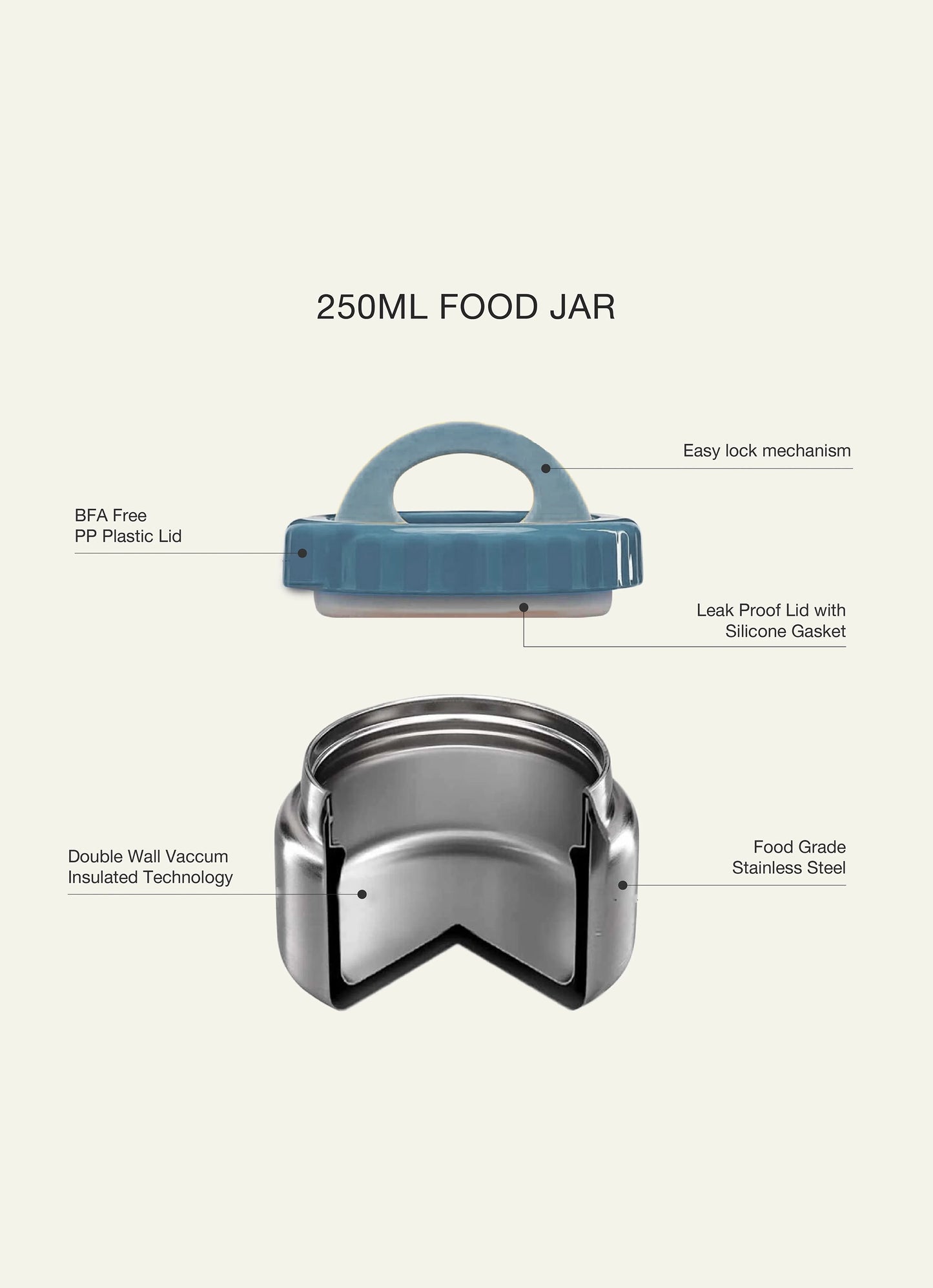Insulated Food Jar 250ml - Plum