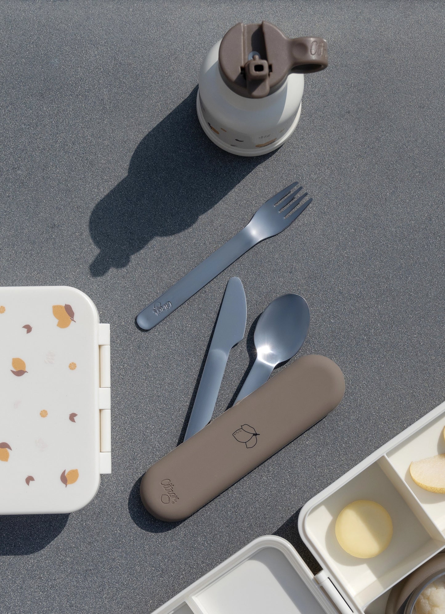 Cutlery Set with Silicon Case - Brown