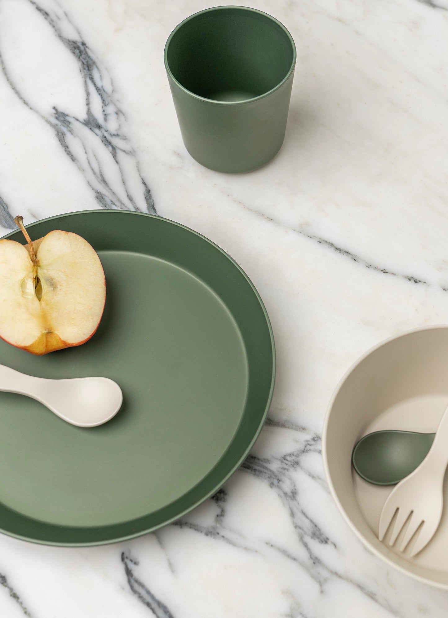 Eco Cups Set of 4 - Green/ Cream