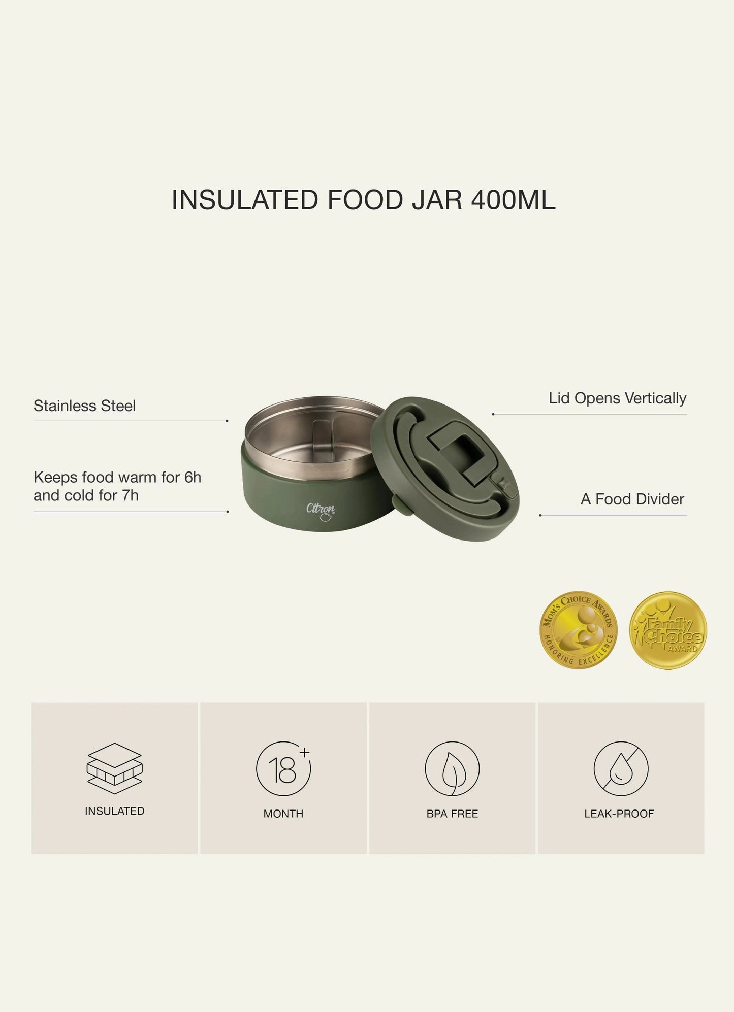 Insulated Food Jar 400ml - Black