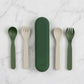 Eco Cutlery Set + Case in Green/ Cream