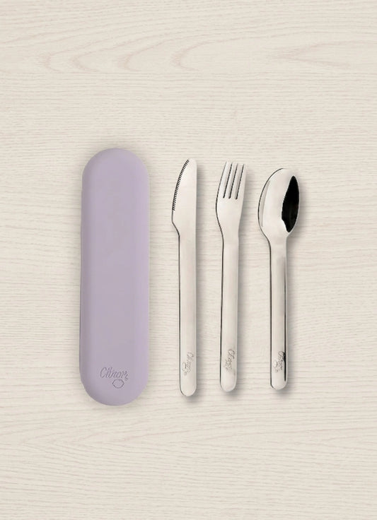 Cutlery Set with Silicon Case - Purple