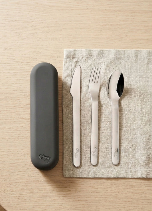 Cutlery Set with Silicon Case - Black
