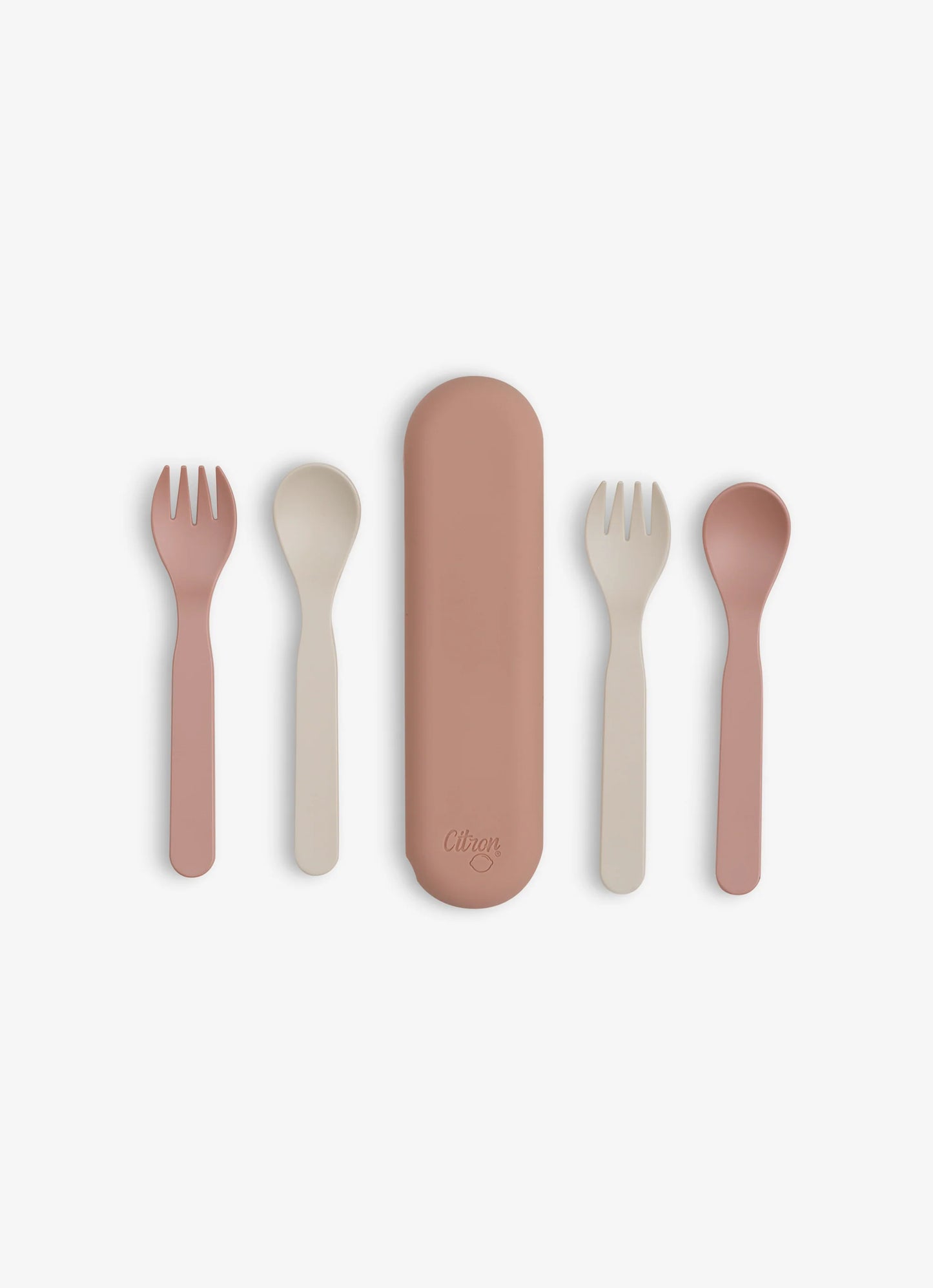 Eco Cutlery Set + Case in Pink/Cream