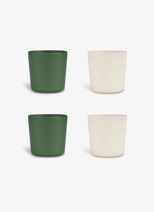 Eco Cups Set of 4 - Green/ Cream