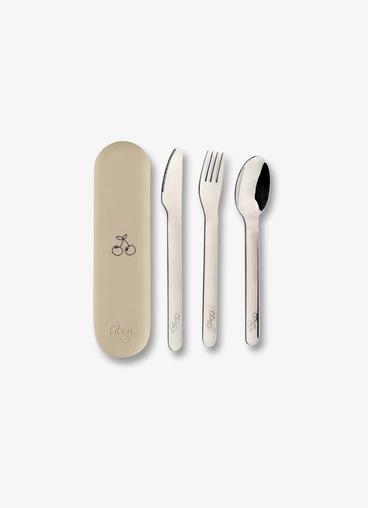 Cutlery Set with Silicon Case Cream