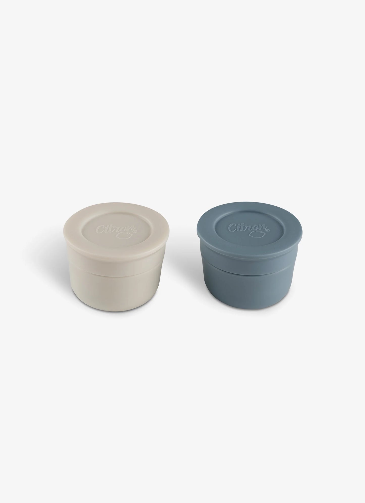 Set Of 2 Saucer Cups Light Grey/Dusty Blue