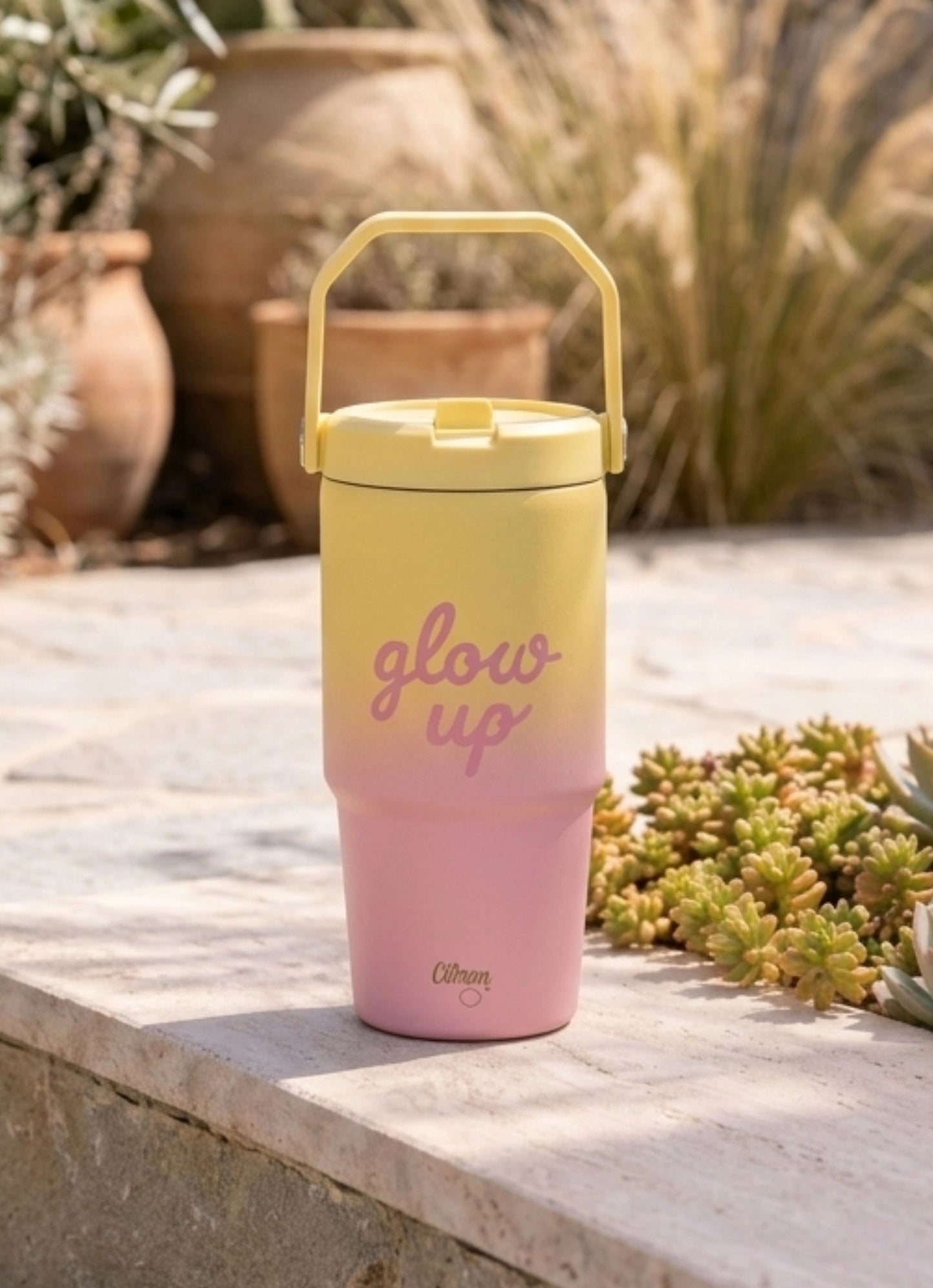 Insulated Tumbler 600ml - Glow Up Pink/Yellow