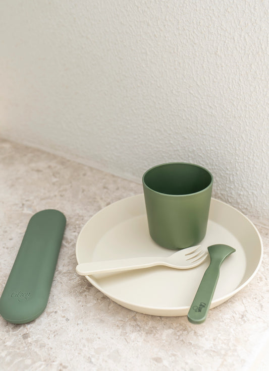 Eco Cups Set of 4 - Green/ Cream
