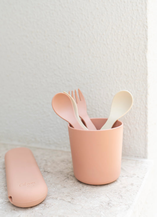 Eco Cups Set of 4 - Pink/ Cream