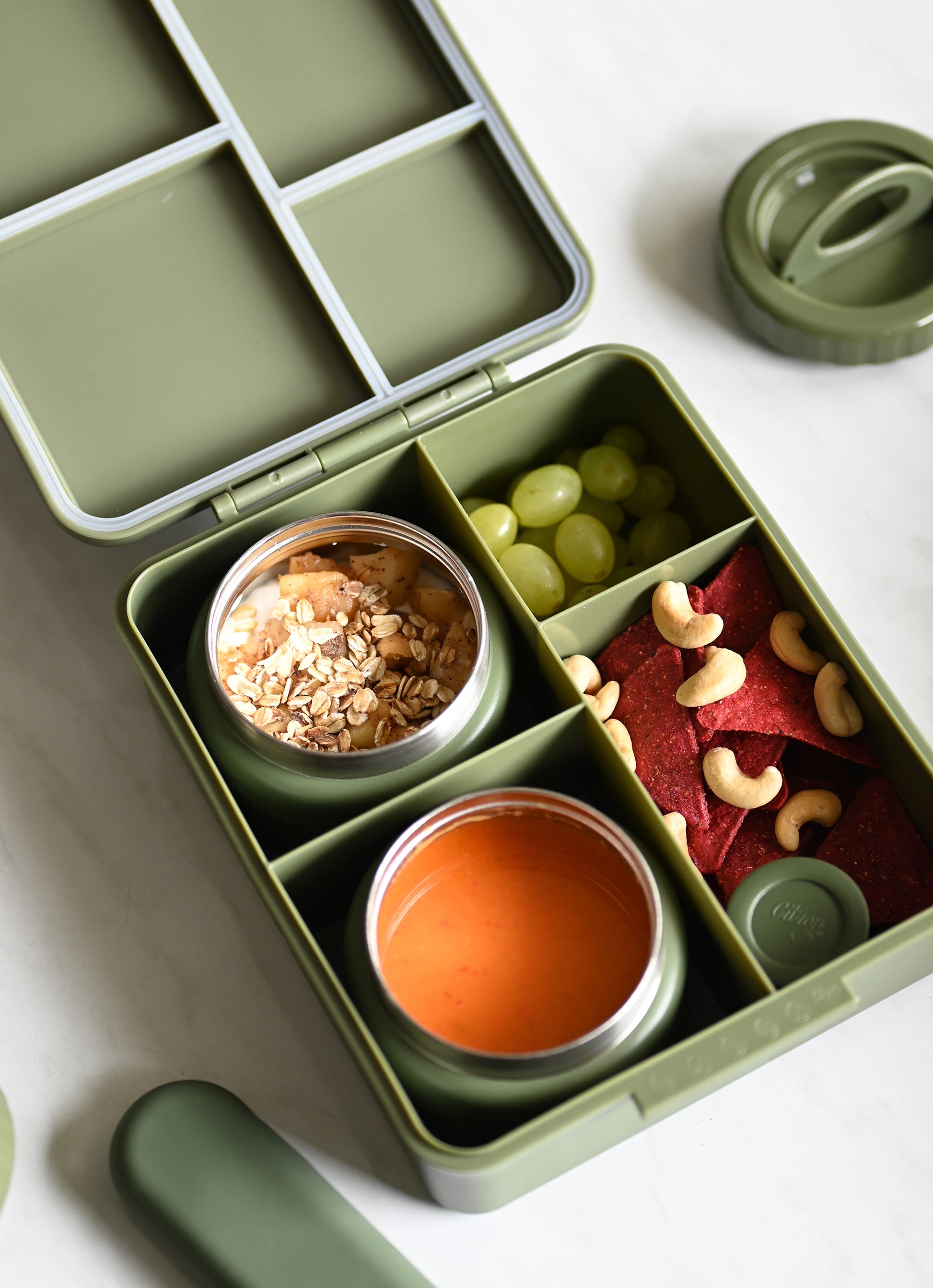 Spill-Free Lunch Box – Green Includes Thermos For Hot Meals – My